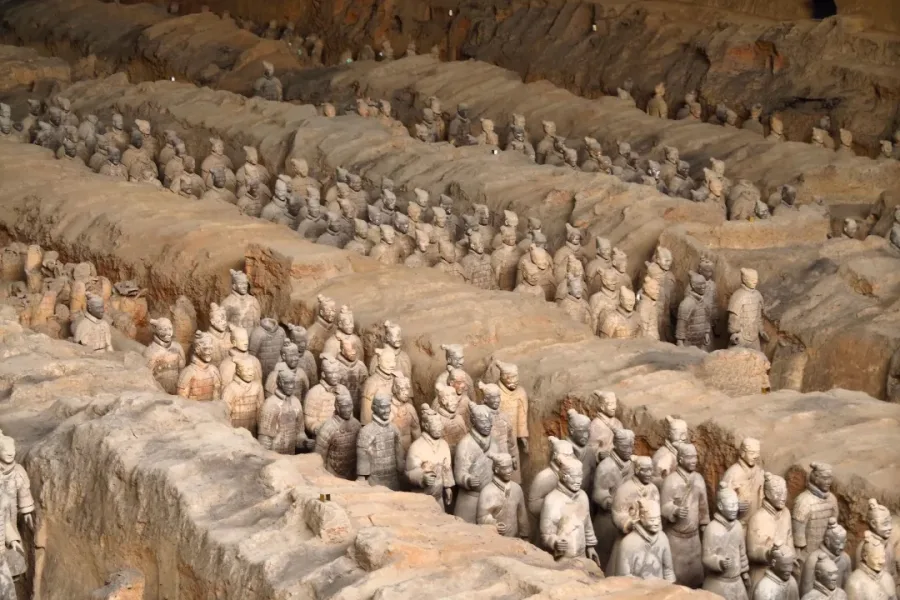 Pottery warrior figures of Terracotta Army site