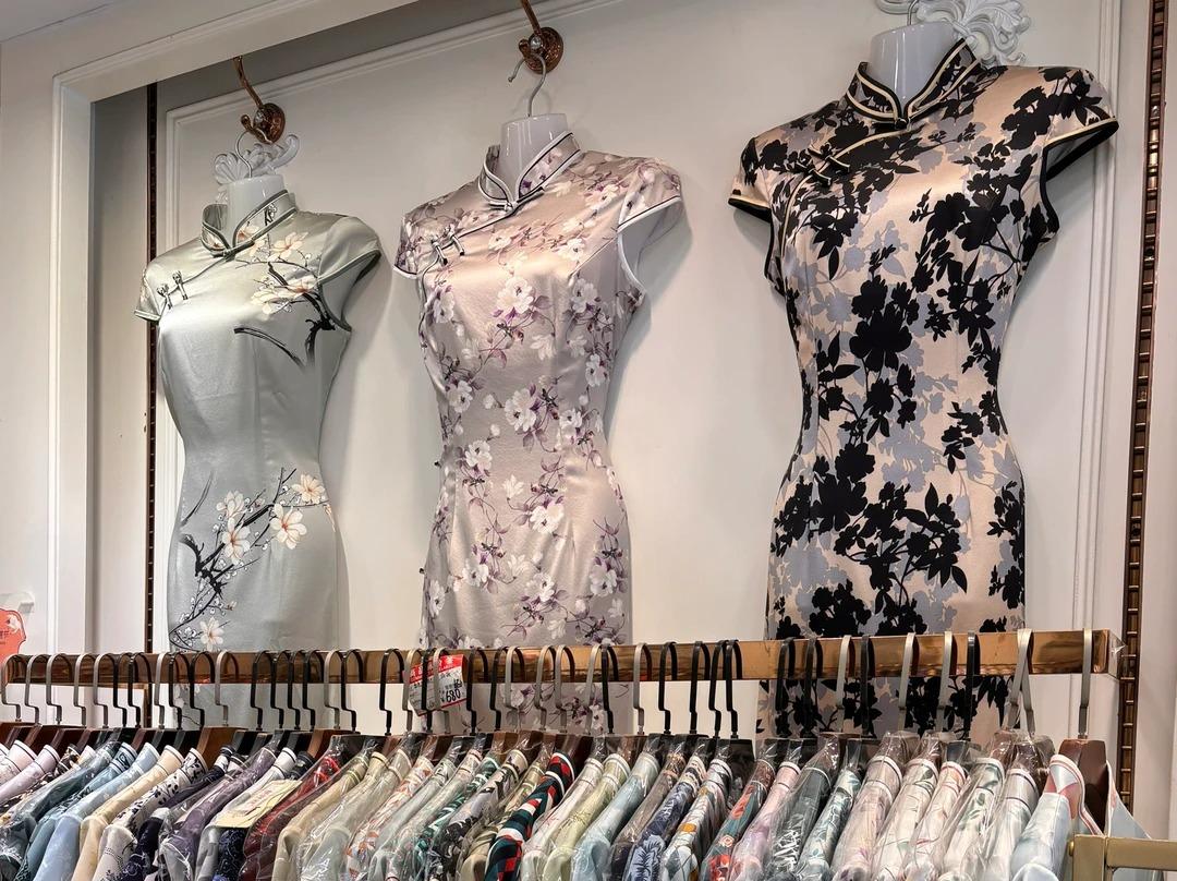 Traditional Qipao Cheongsam Display at Hangzhou Silk Market