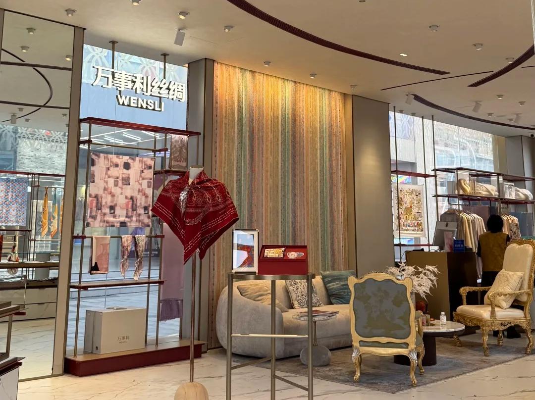Interior view of Wensli silk boutique in Hangzhou