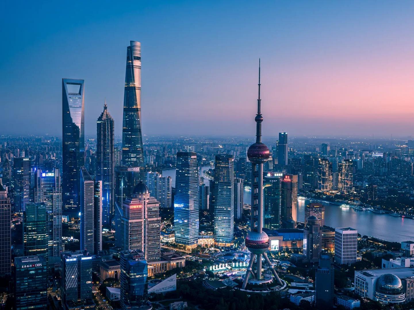 Twilight cityscape of Lujiazui financial district Shanghai