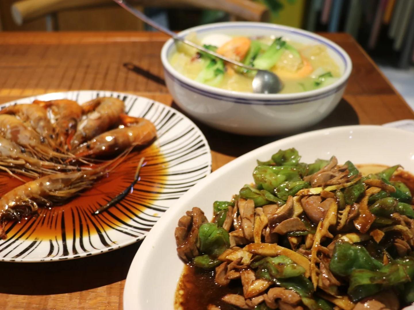 Selection of classic Hangzhou local dishes on table