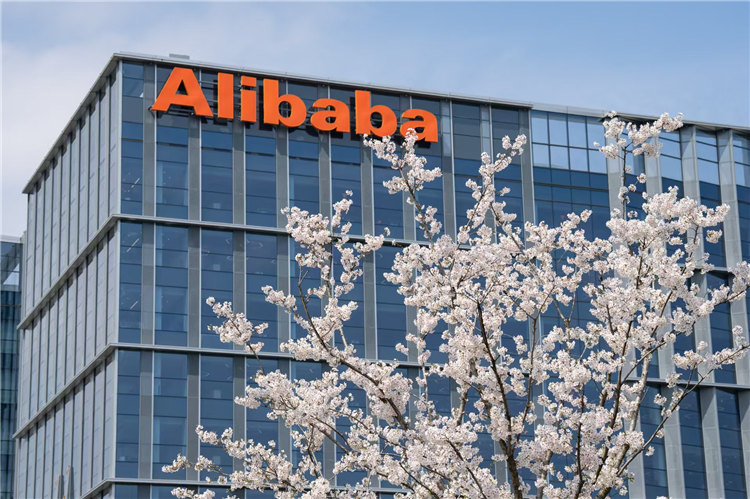 Alibaba Group Headquarters in Hangzhou showing eco-friendly intelligent tech campus blending modern office buildings, wetland landscapes and unique wuxia-themed functional zones