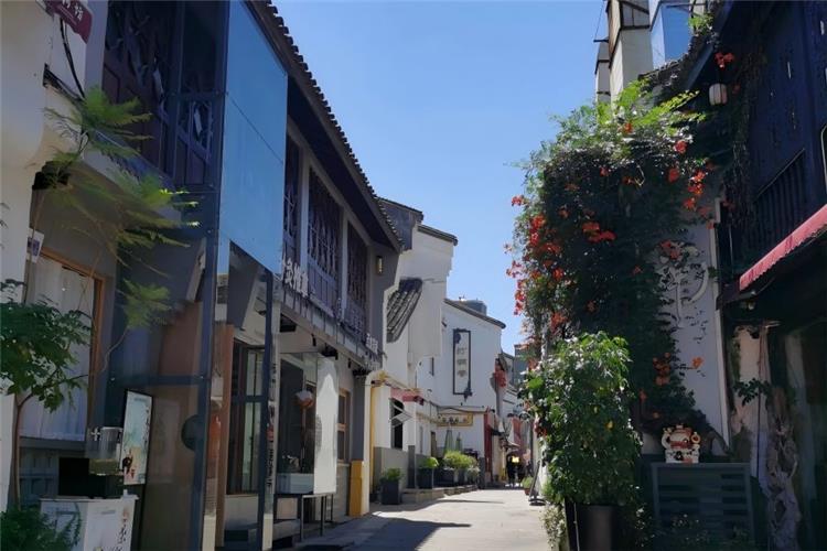Hefang Street in Hangzhou showing bustling ancient pedestrian street with Jiangnan style buildings, red lanterns and time-honored shops