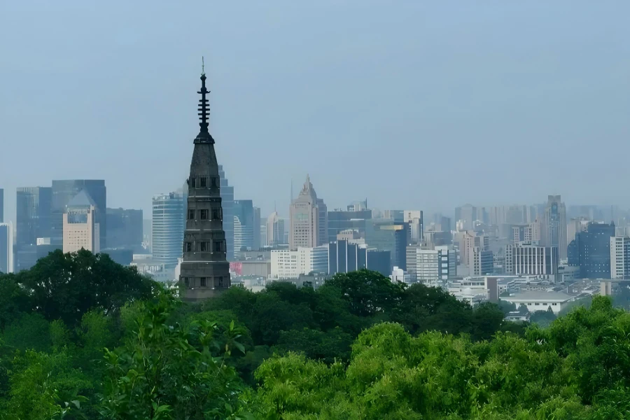 Baochu Pagoda standing on Baoshi Mountain by West Lake, Hangzhou
