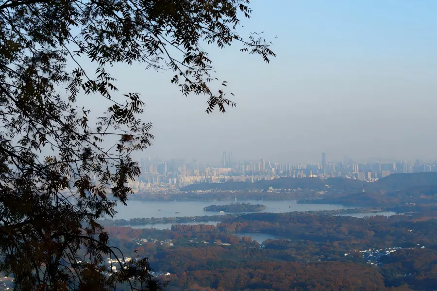 North Peak in Hangzhou showing forest mountain hiking trails surrounded by dense green woods