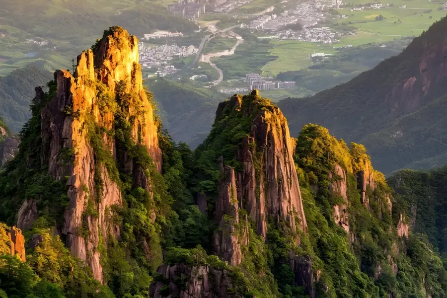 Huangshan Mountain in Anhui presenting magnificent natural mountain landscape with unique peaks and pines
