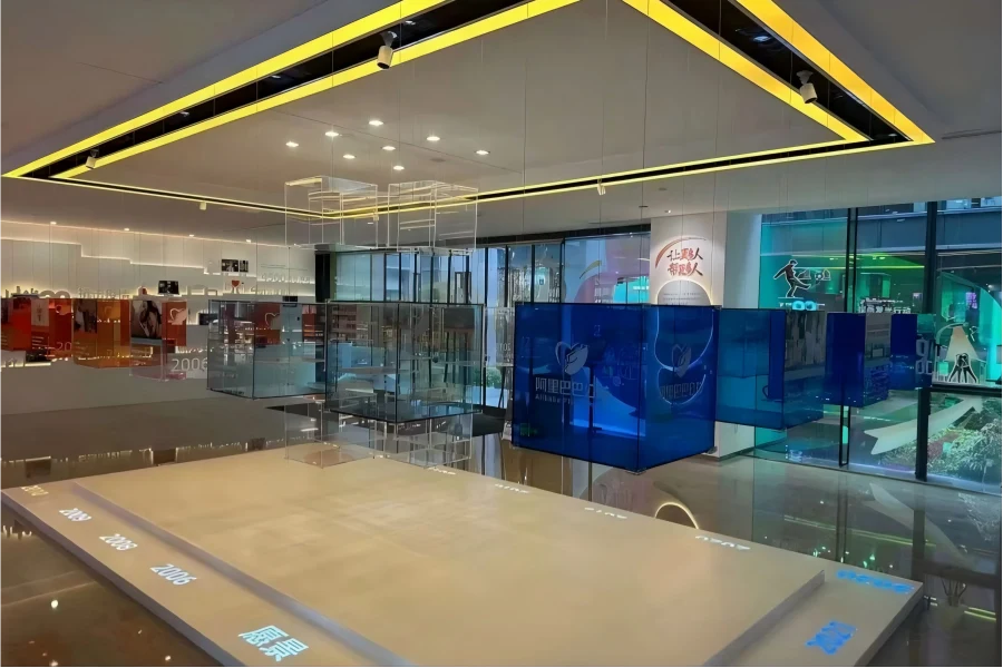 Qinchengli Mall in Hangzhou next to Alibaba Xixi Park showing smart new retail commercial complex