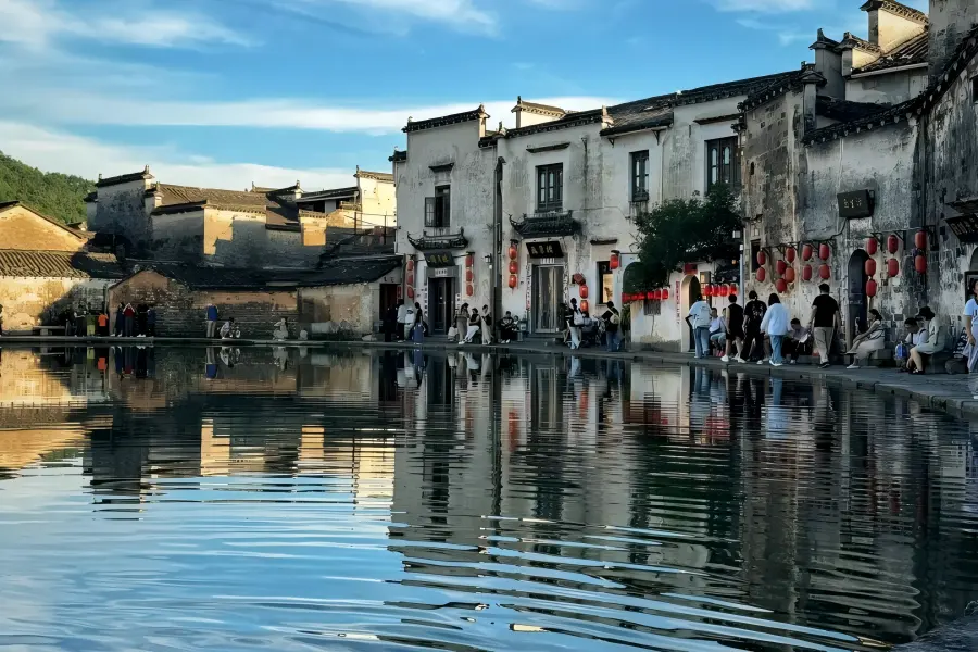 Winding stone lanes and elaborate carved ancestral houses in Hongcun, a typical ancient Huizhou settlement