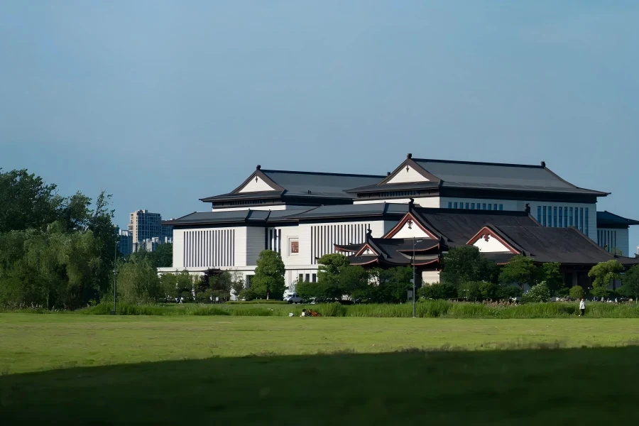 Modern building with Chinese style architecture on Zhejiang University campus