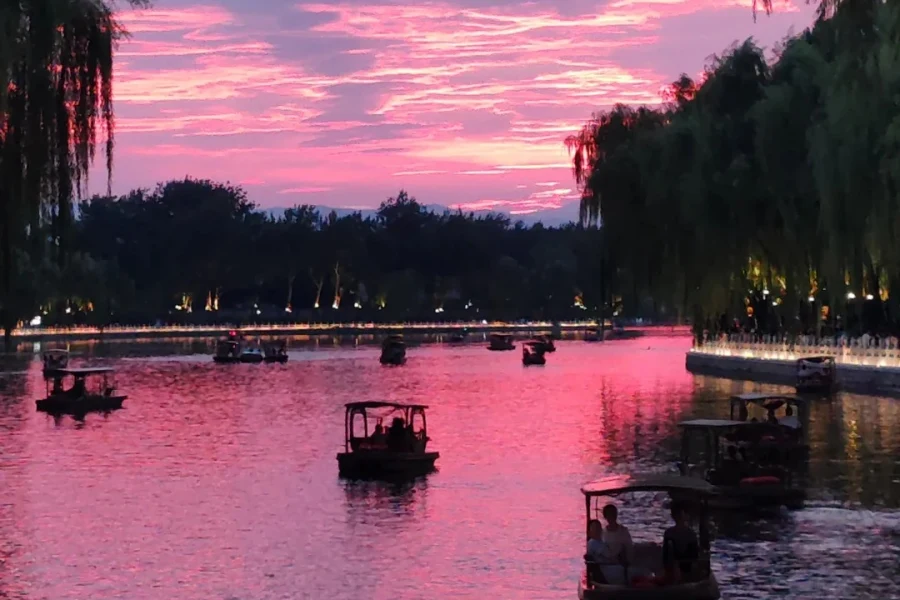 Ancient lakeside historic hutong block in downtown Beijing