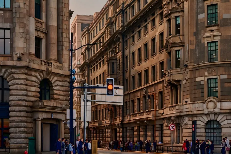 Nanjing Road Pedestrian Street in Shanghai showing bustling famous commercial pedestrian street scenery
