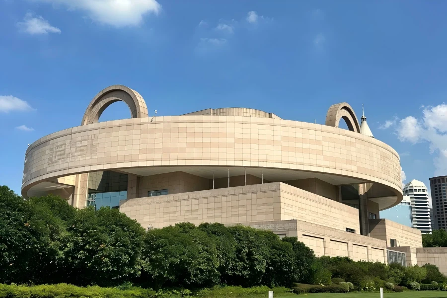 Shanghai Museum in Shanghai showing unique traditional?style museum building at People's Square