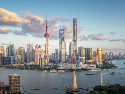  Classic skyline scenery of the Bund Shanghai across Huangpu River