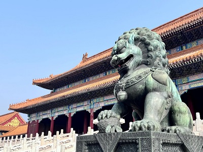 Imperial Bronze Stone Lion Forbidden City Beijing Historic Palace Tour