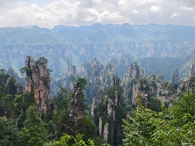 Sharp Towering Sandstone Pillar Peaks at Zhangjiajie Avatar Mountain Scenic Natural Landscape Day Trip