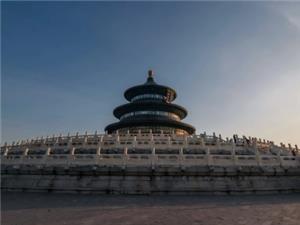 Iconic triple circular roof ancient Chinese architecture of Temple of Heaven, white marble balustradey, Beijing landmark