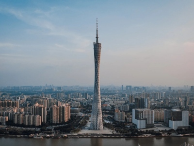 Canton Tower iconic twisted skyscraper Pearl River city skyline city tour from Guangzhou