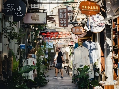 Lively alley lined with handicraft shops in Shanghai Tianzifang