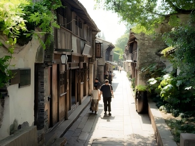 Quiet Ancient Alley in Wuzhen Water Town