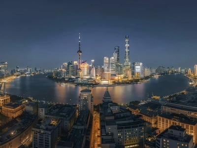 Night View of Shanghai Lujiazui & Bund