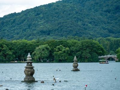 Three Pools Mirroring the Moon in Hangzhou on a Sunny Day Three Pools Mirroring the Moon in Hangzhou on a Sunny Day