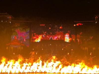 Flame effects during the performance
