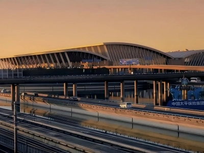 Shanghai Pudong International Airport Exterior Sunset