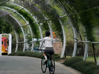 Cycling on Qingshan Lake Greenway