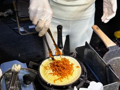 Creative snack: Turkey Noodles and Egg Pancakes