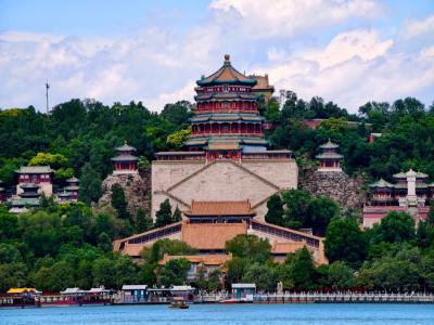 the Fragrant Buddha Pavilion in the Summer Palace perched atop Longevity Hill