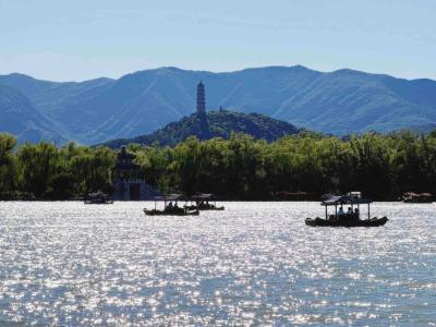 Distant view of Kunming Lake and Yuquan Mountain in the Summer Palace