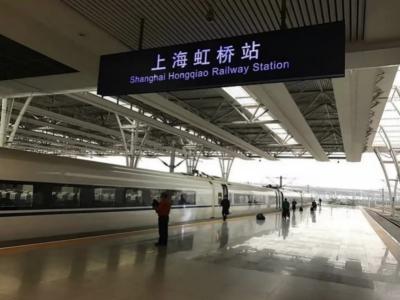 Shanghai Hongqiao Station Platform and High-Speed Rail