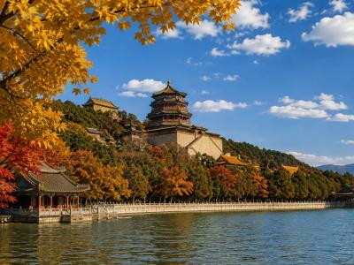 Summer Palace Beijing Autumn View with Kunming Lake and Fragrant Pavilion