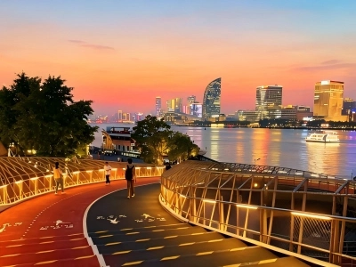 Riverside Cycling & Walking Path at Sunset