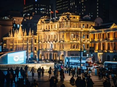Customs House and HSBC Building at The Bund Night
