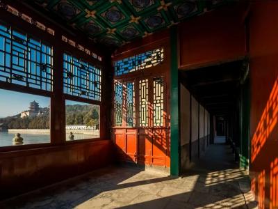 Traditional Corridor Interior at the Summer Palace in Beijing