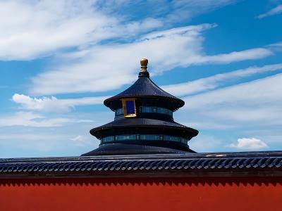 Temple of Heaven roof view with traditional Chinese architecture
