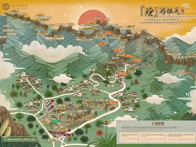 Hand-drawn guide map of Mutianyu Great Wall
