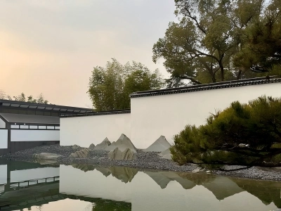 Suzhou Museum minimalist rock mountain waterscape zen design