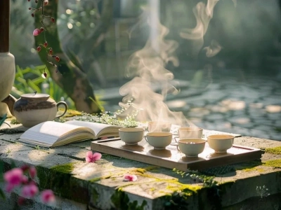 Traditional Chinese outdoor tea?tasting setup