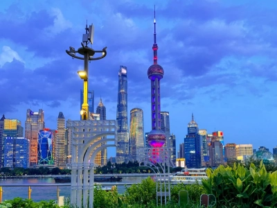 Shanghai North Bund Blue Hour Cityscape Shanghai North Bund Blue Hour Cityscape