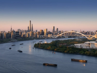 Shanghai West Bund Huangpu River Aerial View Shanghai West Bund Huangpu River Aerial View