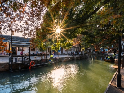 Ancient Water Town Sunset Scenery