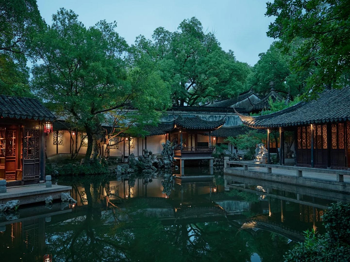 Evening Scenery of Retreat and Reflection Garden, Suzhou