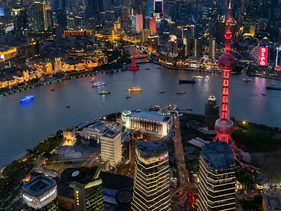 Oriental Pearl Tower and Lujiazui Night Skyline