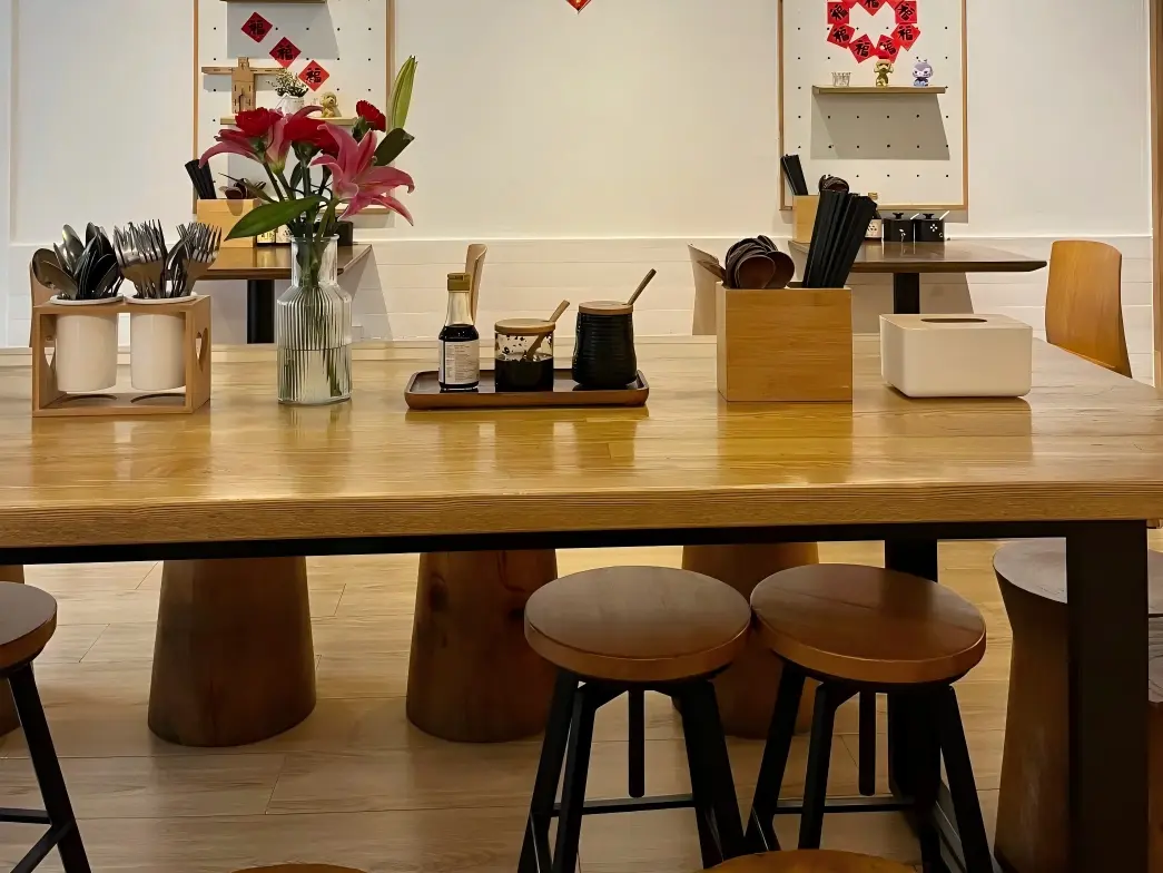 Bright Vegetarian Restaurant Interior