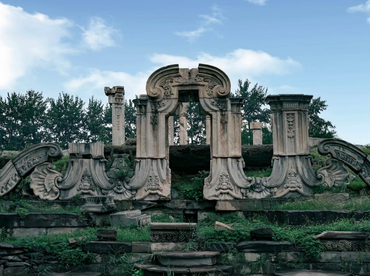 Historic stone ruins of Old Summer Palace in Beijing